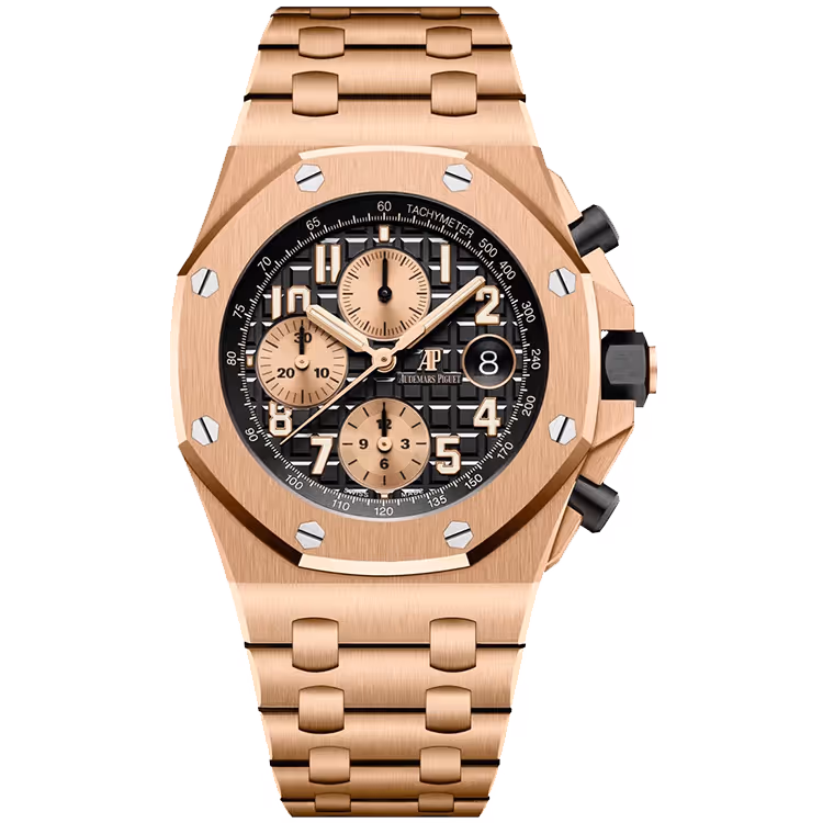 Audemars Piguet, Royal Oak Offshore, 26470OR, Black Dial, Chronograph, Rose Gold, 42mm
