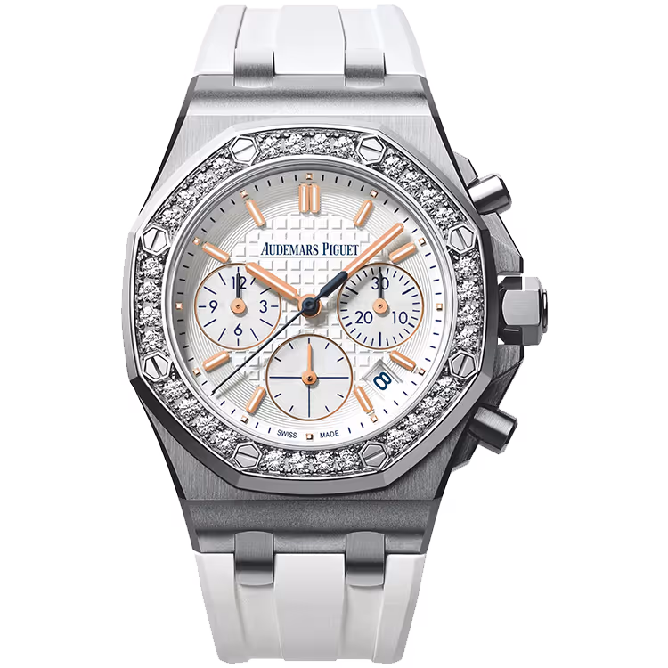 Audemars Piguet, Royal Oak Offshore, 26144ST, Silver Dial, Summer Edition, Chronograph, Stainless Steel, Diamond Bezel, Rubber Strap, 37mm - Limited 200