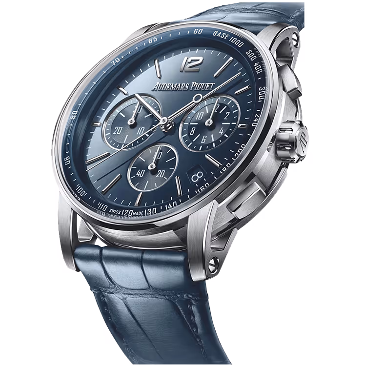 Audemars Piguet, Code 11.59, 26393BC, Blue Dial, Chronograph, White Gold, Leather Strap, 41mm