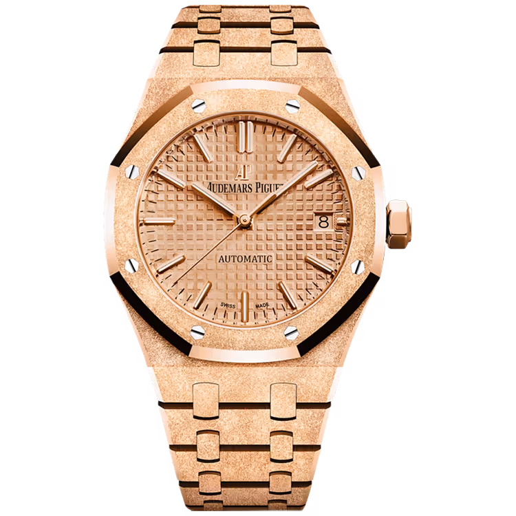 Audemars Piguet, Royal Oak, 15454OR, Rose Dial, Frosted Rose Gold, 37mm