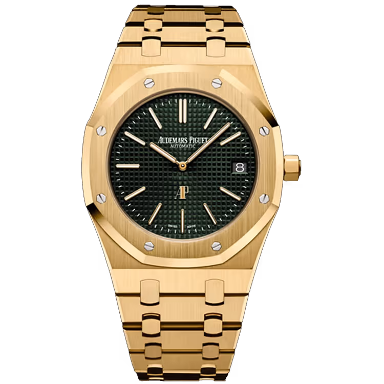 Audemars Piguet, Royal Oak, 15205BA, Green Dial, Extra-Thin, Yellow Gold, 39mm - Limited 50