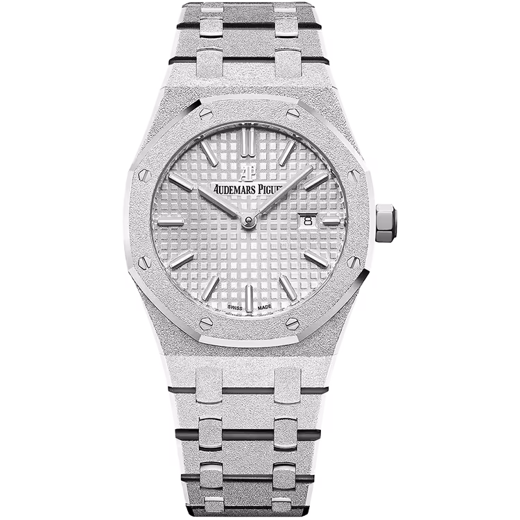 Audemars Piguet, Royal Oak, 67653BC, Silver Dial, Quartz, Frosted White Gold, 33mm