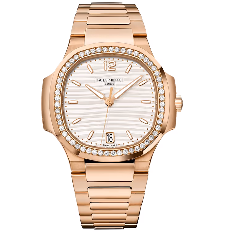 Patek Philippe, Lady Nautilus, 7118/1200R, White Dial, Tiffany & Co. Stamp, Rose Gold, Diamond Bezel, 35mm
