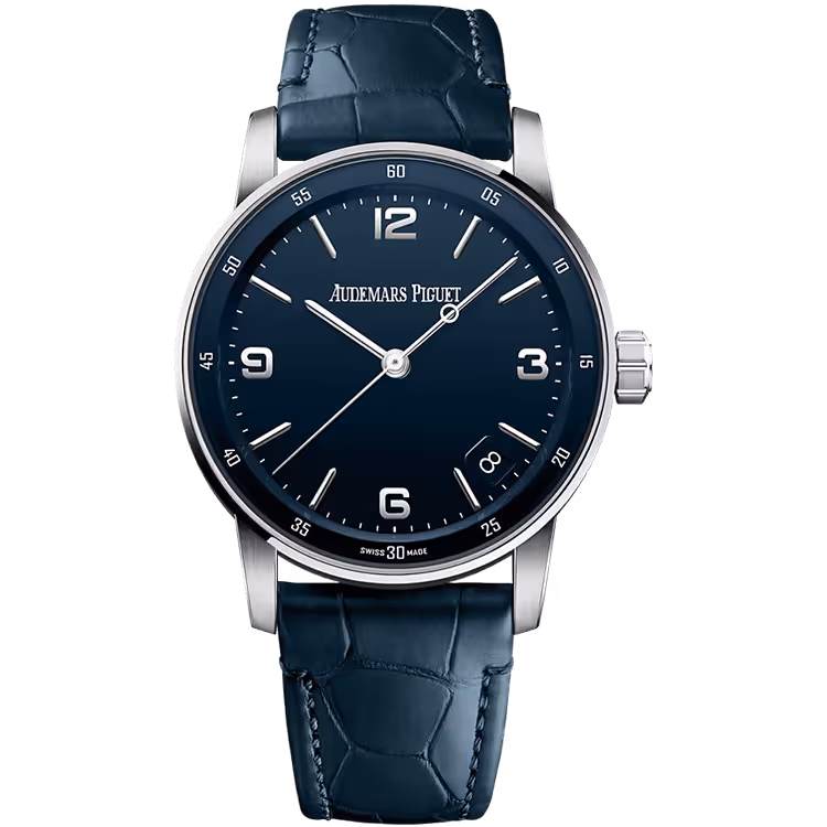 Audemars Piguet, Code 11.59, 15210BC, Blue Ombre Dial, White Gold, Leather Strap, 41mm