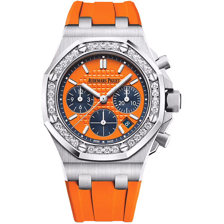 Audemars Piguet, Royal Oak Offshore, 26231ST, Orange Dial, Stainless Steel, Diamond Bezel, Rubber Strap, 37mm