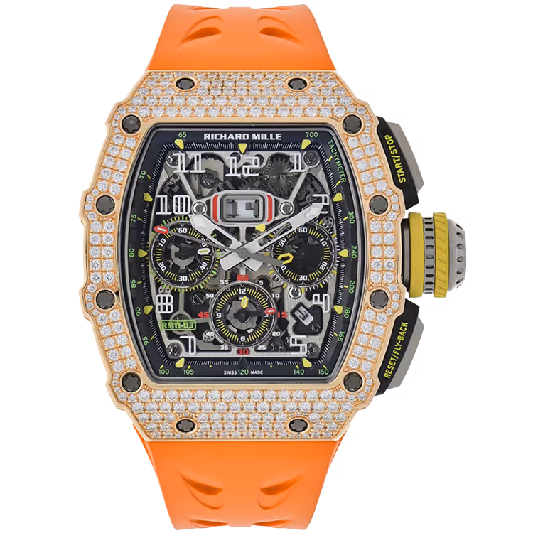 Richard Mille, RM 11-03, Skeleton Dial, Felipe Massa, Flyback Chronograph, Rose Gold, Diamond Bezel, 45mm