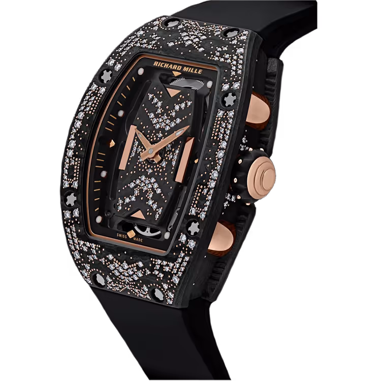 Richard Mille, RM 07-01, Skeleton Diamond Dial, Misty Night, Rose Gold & Black Ceramic, Diamond Bezel, 46mm