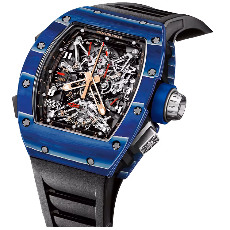 Richard Mille, RM 050, Skeleton Dial, Jean Todt 50th Anniversary, Tourbillon, Chronograph, Blue Carbon, 50mm - Limited 5