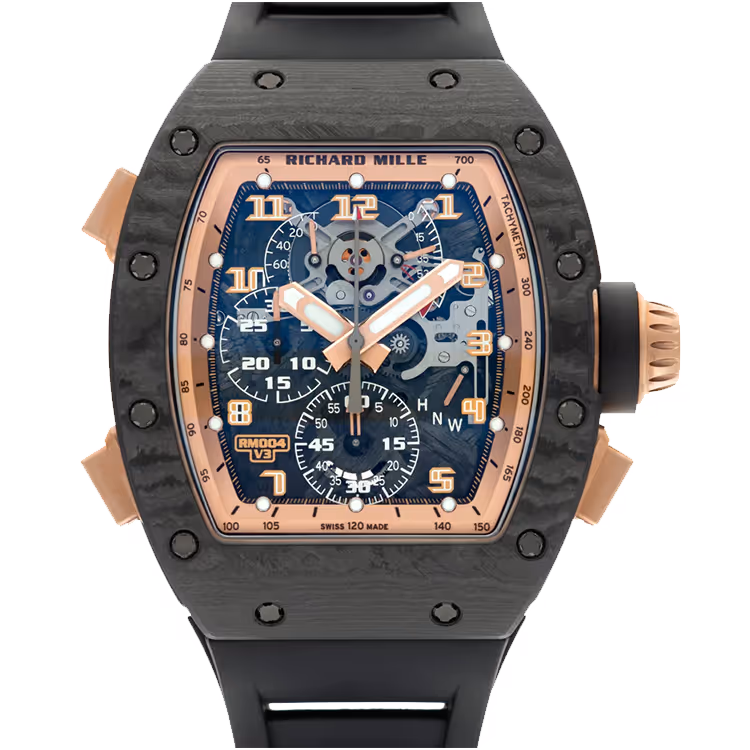 Richard Mille, RM 004, Skeleton Dial, Chronograph, Rose Gold & Black Carbon, 50mm