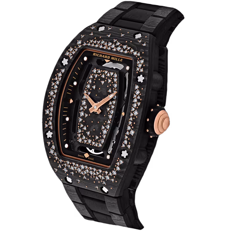 Richard Mille, RM 07-01, Skeleton Diamond Dial, Starry Night, Rose Gold & Black Ceramic, Diamond Bezel, 46mm