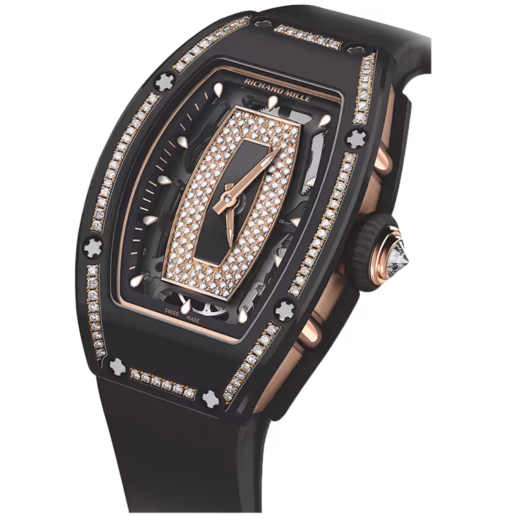 Richard Mille, RM 07-01, Skeleton Diamond Dial, White Gold & Black Ceramic, Diamond Bezel, 46mm