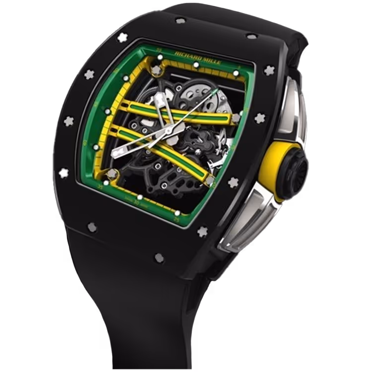 Richard Mille, RM 61-01, Skeleton Dial, Yohan Blake, Green, Black Carbon, 50mm