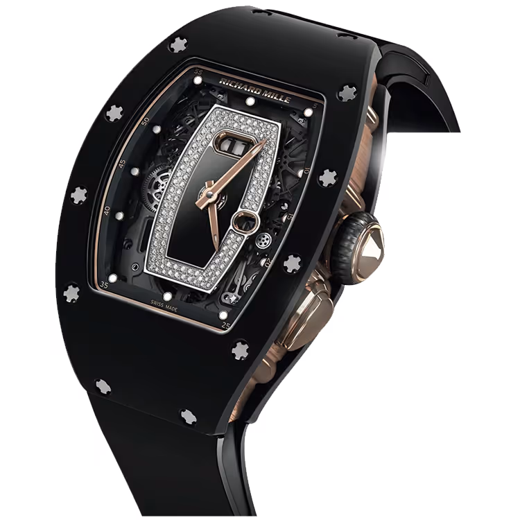 Richard Mille, RM 037, Skeleton Diamond Dial, Rose Gold & Black Ceramic, 53mm
