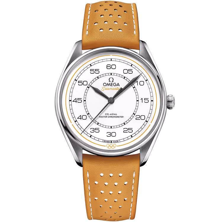 Omega, Heritage Model, 522, White Dial, Olympic, Stainless Steel, Yellow Leather Strap, 40mm - Limited 100