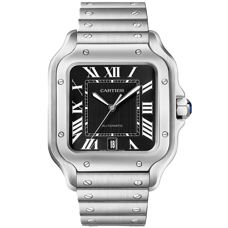 Cartier, Santos, WSSA0096, Black Dial, Stainless Steel, 40mm