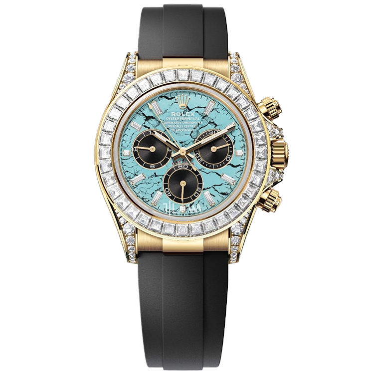 Rolex, Daytona, 126538TBR, Turquoise Baguette Dial, Chronograph, Yellow Gold, Diamond Bezel, Oysterflex Bracelet, 40mm