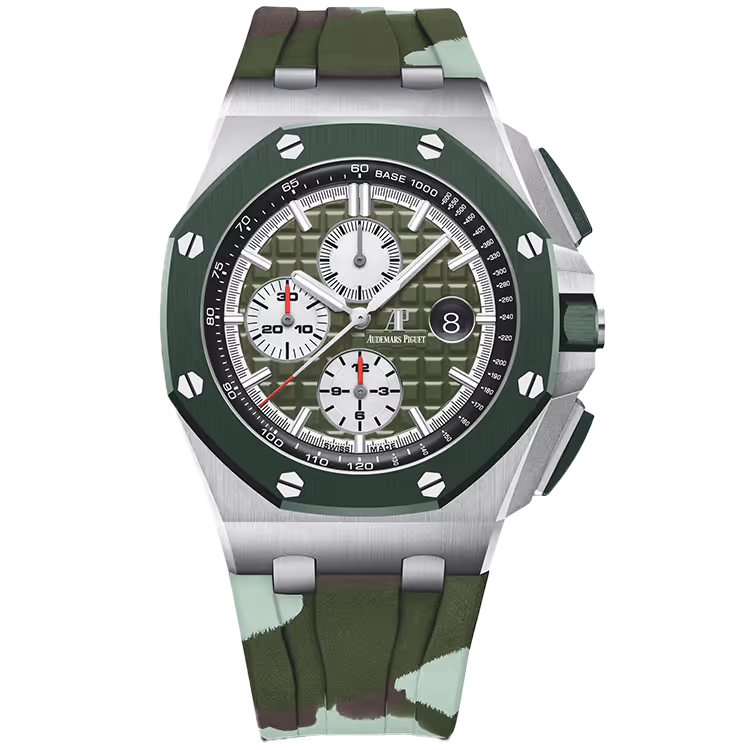 Audemars Piguet, Royal Oak Offshore, 26400SO, Green Dial, Chronograph, Stainless Steel, Rubber Strap, 44mm - Limited 400