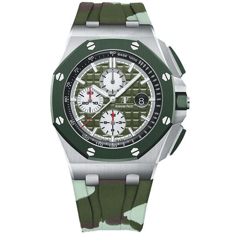Audemars Piguet, Royal Oak Offshore, 26400SO, Green Dial, Chronograph, Stainless Steel, Rubber Strap, 44mm - Limited 400