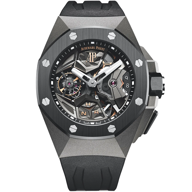 Audemars Piguet, Royal Oak Concept, 26589IO, Skeleton Dial, Flying Tourbillon GMT, Titanium, Black Rubber Strap, 44mm 