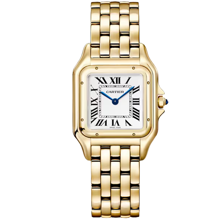 Cartier, Panthere, WGPN0058, Silver Dial, Medium Model, Yellow Gold, 29mm