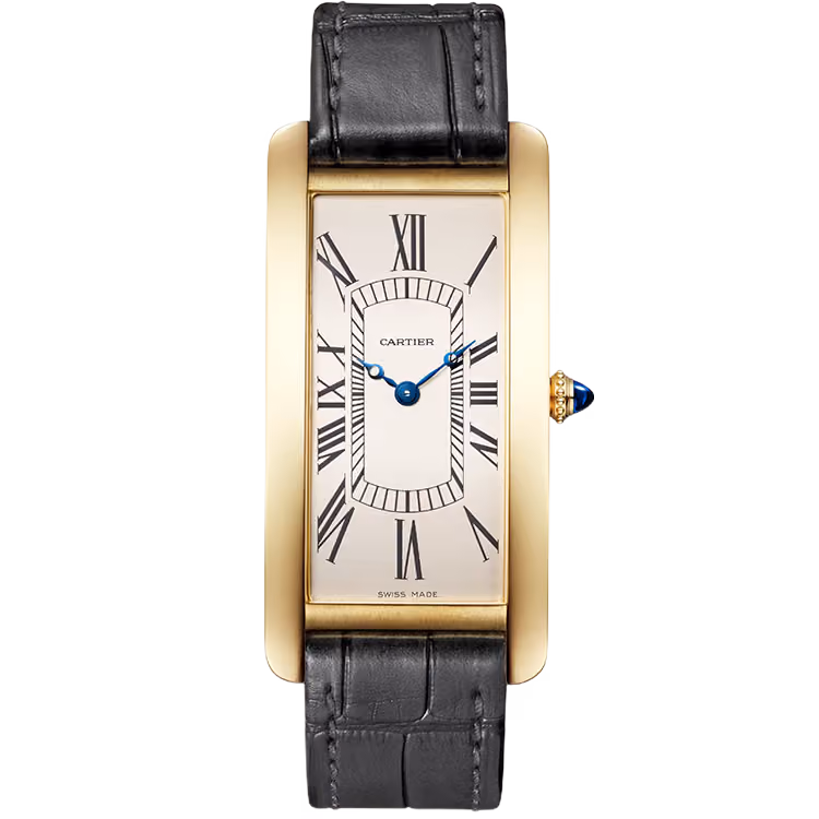Cartier, Tank, WHTA0037, White Dial, Cintree, Yellow Gold, Leather Bracelet, 46mm