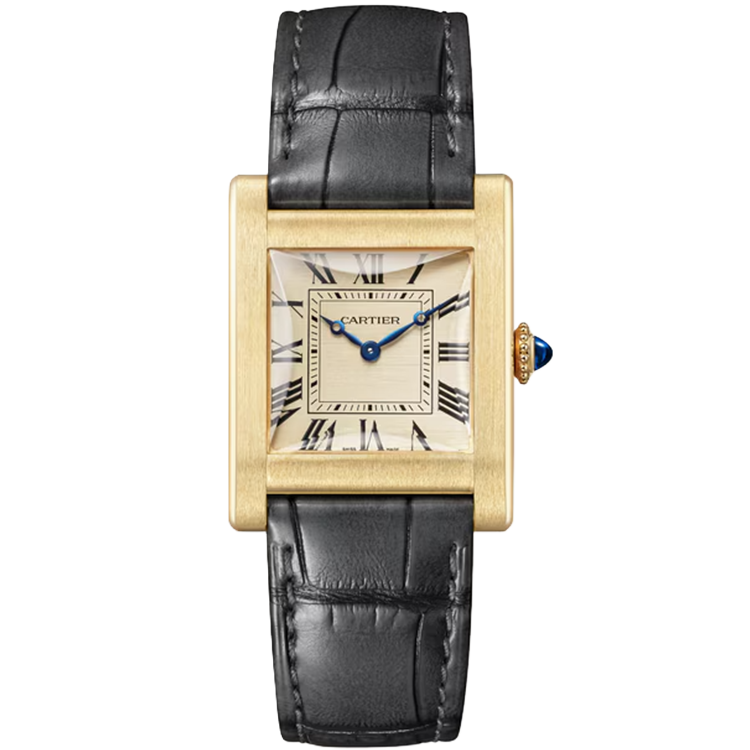 Cartier, Tank, WHTA0031, Champagne Dial, Normale, Large Model, Yellow Gold, Leather Bracelet, 33mm