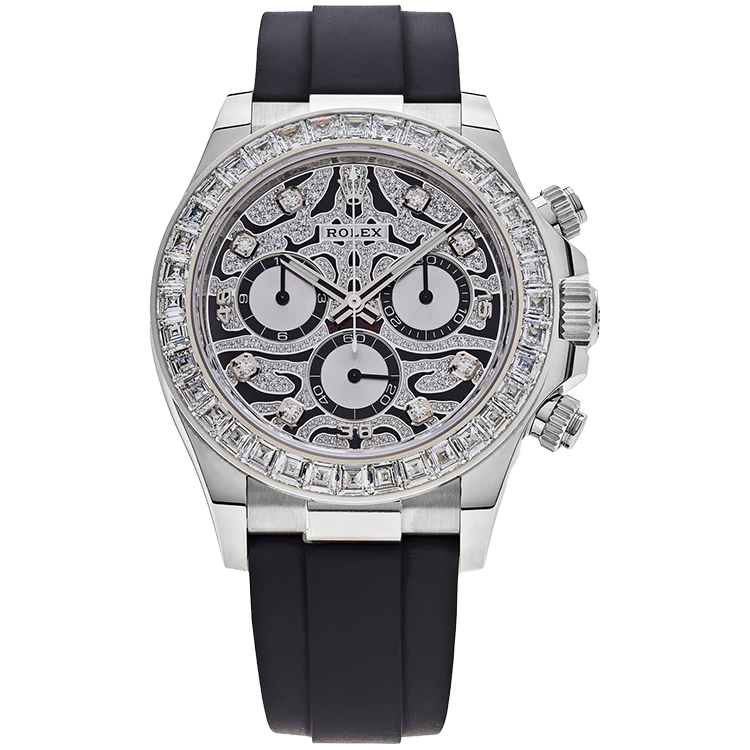 Rolex, Daytona, 116589TBR, Eye of the Tiger, Chronograph, White Gold, Diamond Bezel, Oysterflex Rubber Strap, 40mm