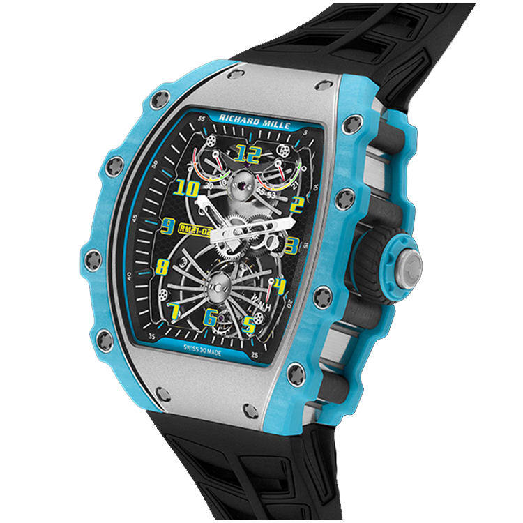 Richard Mille, RM 21-01, Skeleton Dial, Aerodyne, Tourbillon, Carbon Blue Quartz TPT, Titanium, 50mm - Limited 50