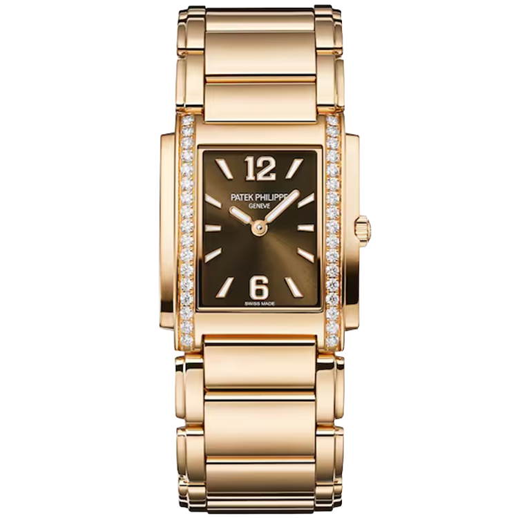 Patek Philippe, Twenty~4,, 4910/1201R, Chocolate Dial, Rose Gold, Diamond Bezel, 30mm