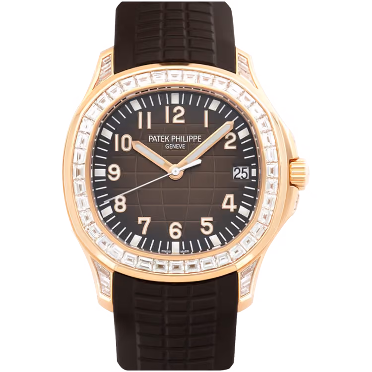 Patek Philippe, Aquanaut, 5167/300R, Chocolate Dial, Rose Gold, Diamond Bezel, Rubber Strap, 40mm