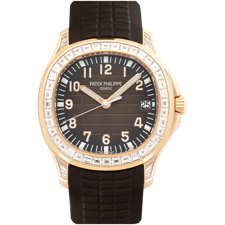 Patek Philippe, Aquanaut, 5167/300R, Chocolate Dial, Rose Gold, Diamond Bezel, Rubber Strap, 40mm