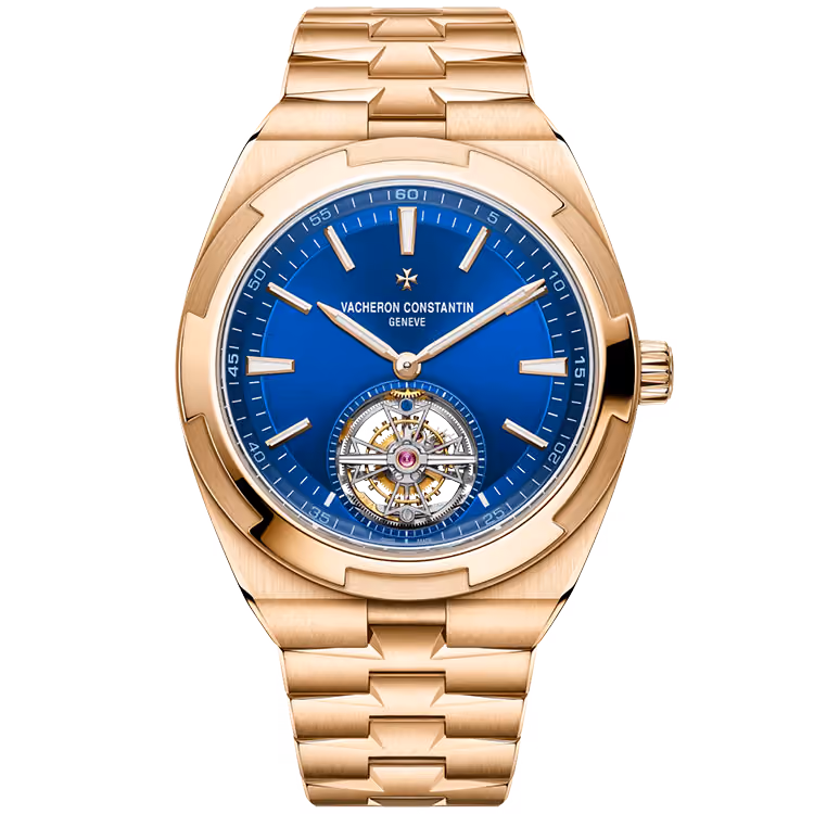 Vacheron Constantin, Overseas, 6000V/110R, Blue Dial, Tourbillon, Rose Gold, 42.5mm