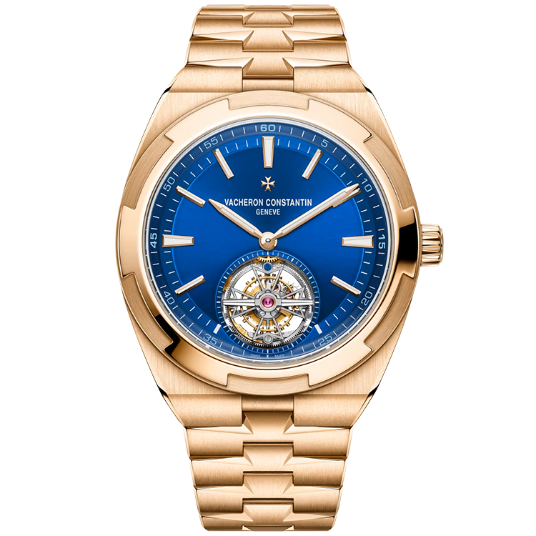 Vacheron Constantin, Overseas, 6000V/110R, Blue Dial, Tourbillon, Rose Gold, 42.5mm