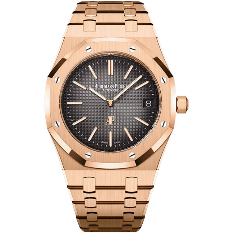 Audemars Piguet, Royal Oak, 16202OR, Grey Dial, 50th Anniversary, Jumbo Extra-Thin, Rose Gold, 39mm