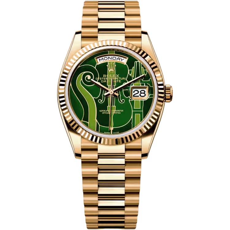 Rolex, Day-Date 36, 128238, Green Dial, Vienna, Yellow Gold, Presidential Bracelet, 36mm