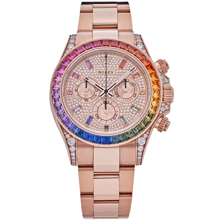 Rolex, Daytona, 116595RBOW, Pave Rainbow Dial, Chronograph, Rose Gold, Rainbow Bezel, Oyster, 40mm