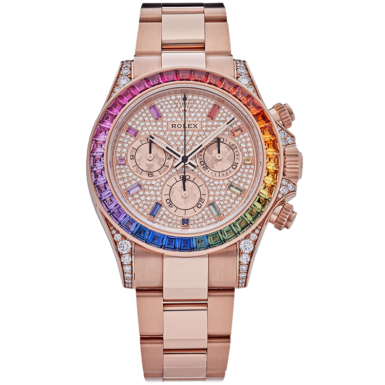 Rolex, Daytona, 116595RBOW, Pave Rainbow Dial, Chronograph, Rose Gold, Rainbow Bezel, Oyster, 40mm