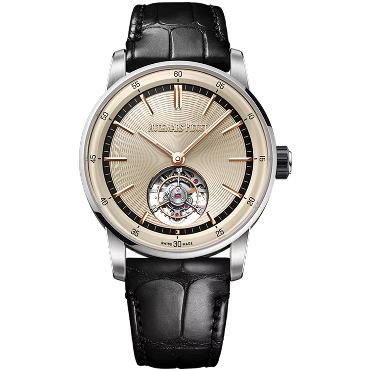 Audemars Piguet, Code 11.59, 26396NB, Beige Dial, Flying Tourbillon, White Gold, Leather Strap, 41mm