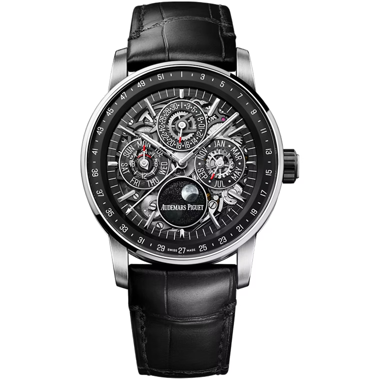 Audemars Piguet, Code 11.59, 26443NB, Skeleton Dial, Perpetual Calendar, White Gold, Leather Strap, 41mm