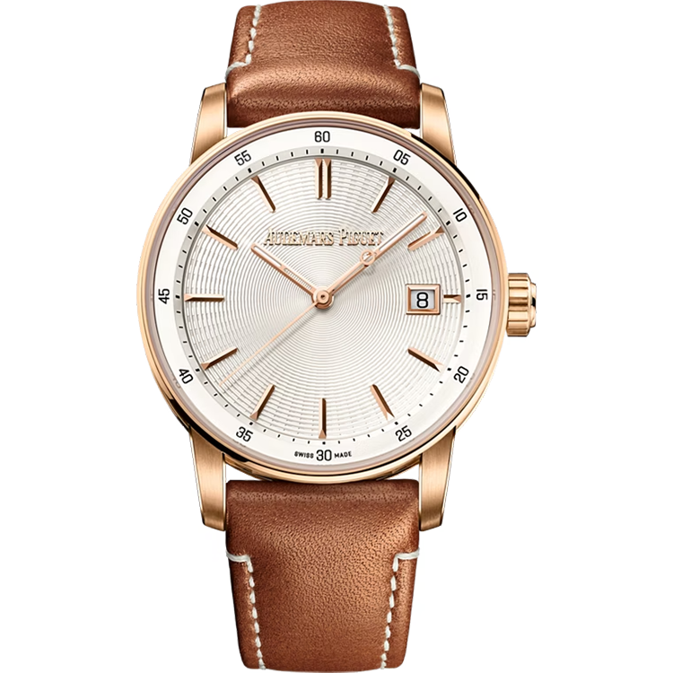 Audemars Piguet, Code 11.59, 77410OR, Silver Dial, Rose Gold, Leather Strap, 38mm