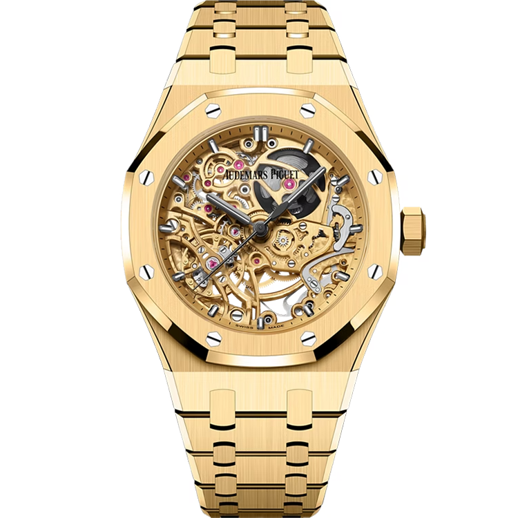 Audemars Piguet, Royal Oak, 15467BA, Skeleton Dial, Double Balance Wheel, Yellow Gold, 37mm