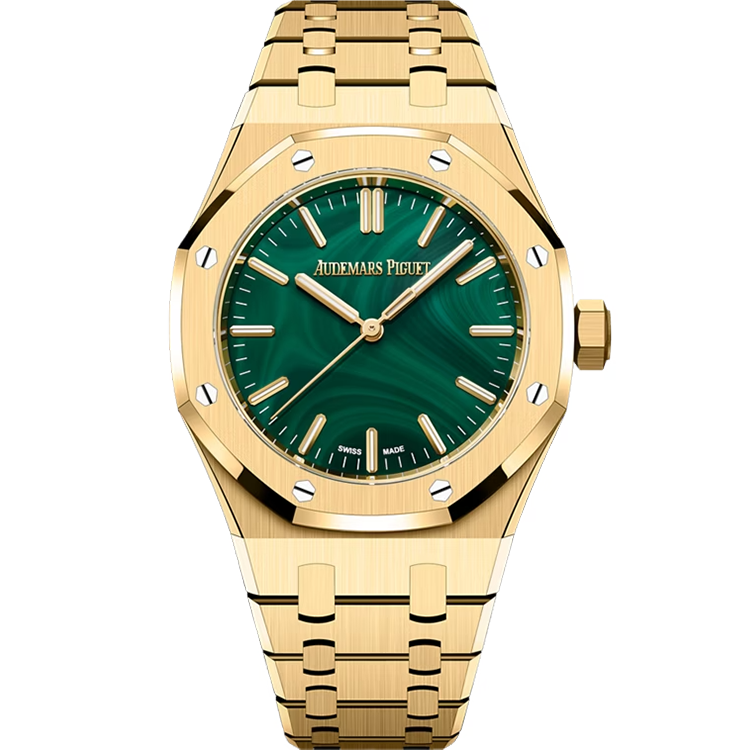 Audemars Piguet, Royal Oak, 15553BA, Green Malachite Dial, Yellow Gold, 37mm