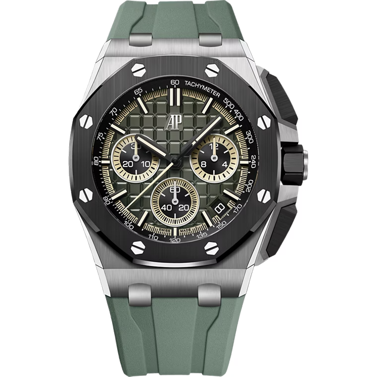 Audemars Piguet, Royal Oak Offshore, 26420IO, Khaki Dial, Chronograph, Titanium, Rubber Strap, 43mm