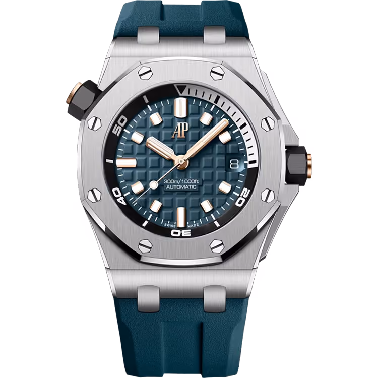 Audemars Piguet, Royal Oak Offshore, 15720ST, Teal Blue Dial, Diver, Stainless Steel, Rubber Strap, 42mm