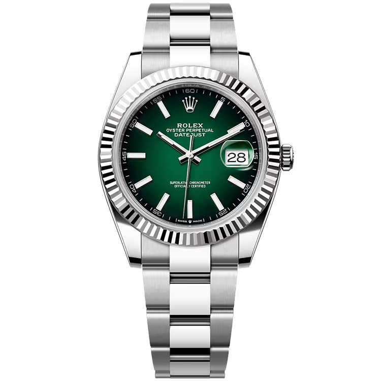 Rolex, Datejust 41, 126334, Green Ombre Dial, Stainless Steel, Fluted Bezel, Oyster Bracelet, 41mm