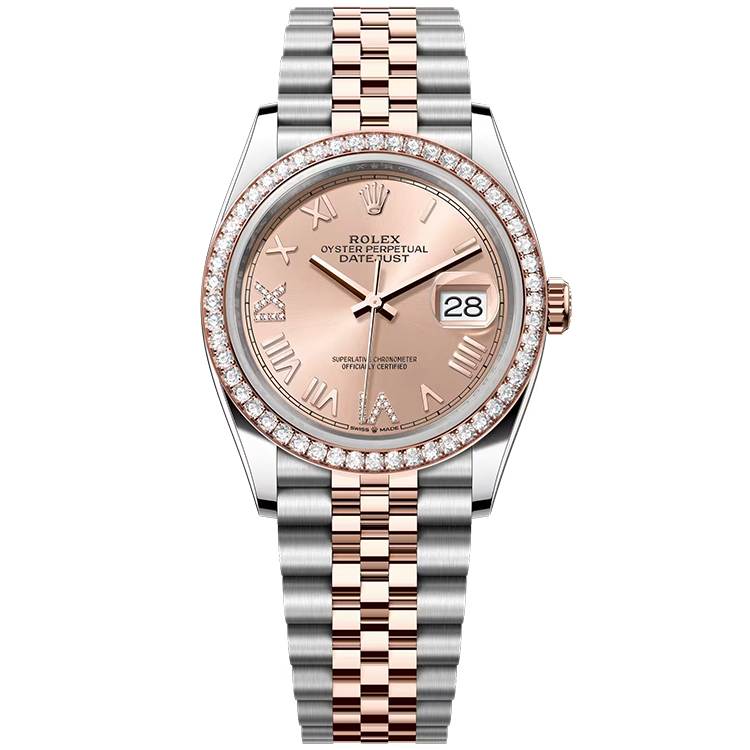 Rolex, Datejust 36, 126281RBR, Rose New Roman Diamond Dial, Steel & Rose Gold, Diamond Bezel, Jubilee Bracelet, 36mm