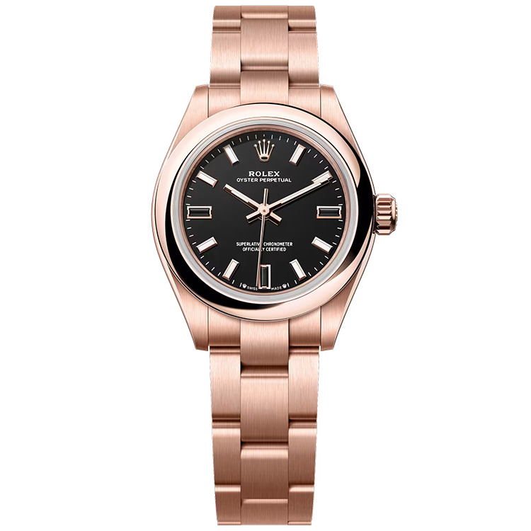 Rolex, Oyster Perpetual 28, 276205, Black Dial, Rose Gold, Oyster Bracelet, 28mm