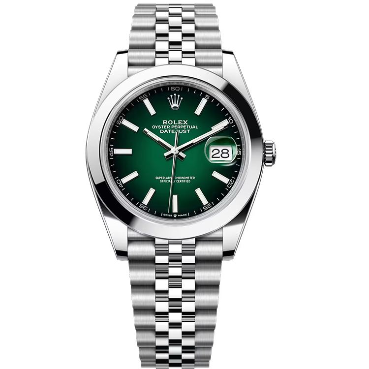 Rolex, Datejust 41, 126300, Green Ombre Dial, Stainless Steel, Smooth Bezel, Jubilee Bracelet, 41mm