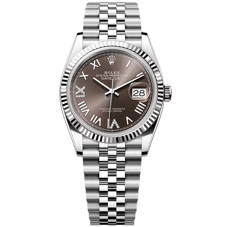 Rolex, Datejust 36, 126234, Grey New Roman Diamond Dial, Stainless Steel, Fluted Bezel, Jubilee Bracelet, 36mm