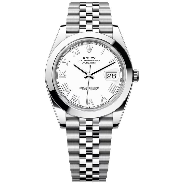 Rolex, Datejust 41, 126300, White New Roman Dial, Stainless Steel, Smooth Bezel, Jubilee Bracelet, 41mm